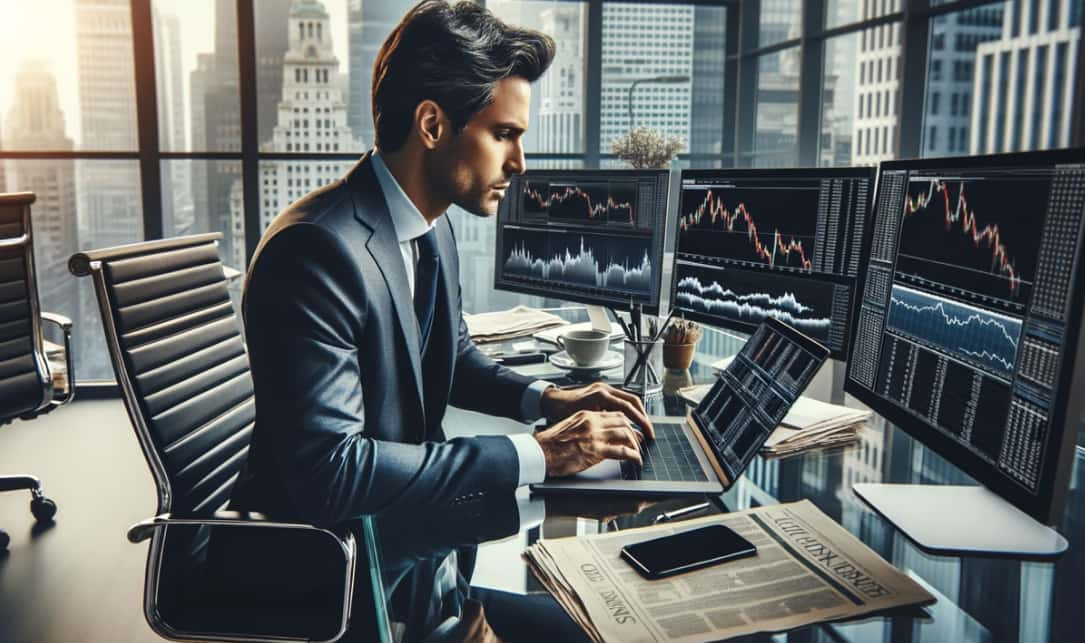 Financial agent working in a modern office